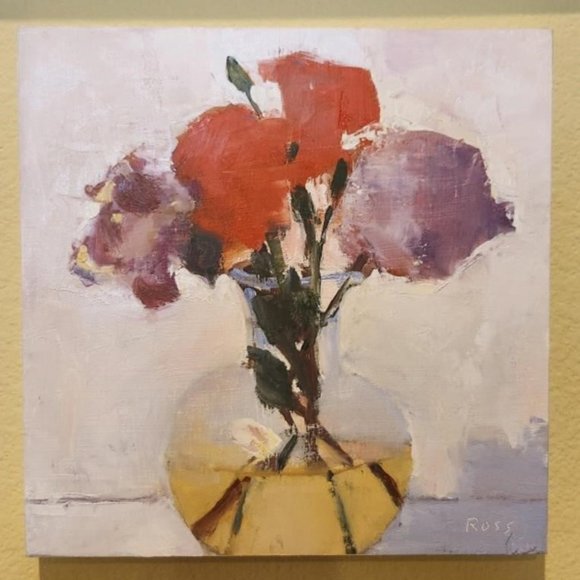 Flowers in Vase Oil on Board Robert Ross - Picture 5 of 6